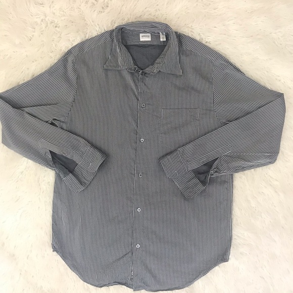 Armani Collezioni Gray striped bitten down shirt - Picture 2 of 3